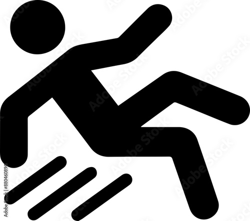 Man Stick Icon : Wet Floor and falling sign set