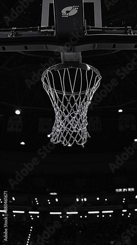 view of the basketball hoop at an empty playground outdoor court at night