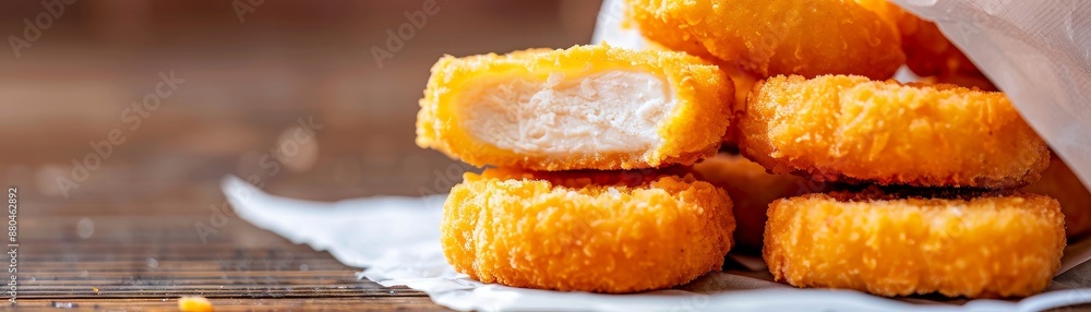 crispy golden chicken nuggets close up - delicious fast food photography. crispy golden chicken nuggets close up - delicious fast food photography.