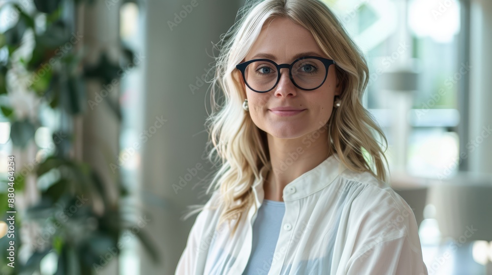 The woman with black glasses The woman with black glasses