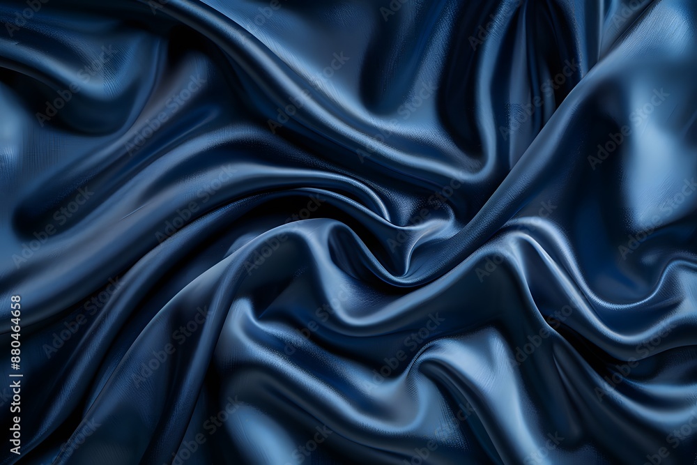 Luxurious Deep Blue Satin Fabric with Elegant Folds Luxurious Deep Blue Satin Fabric with Elegant Folds