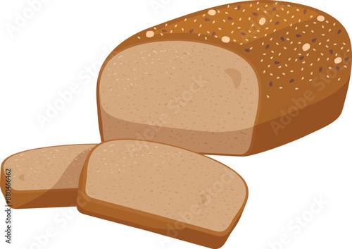 Flat vectoe Whole wheat bread EPS
