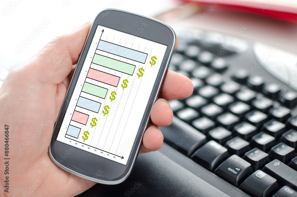 Business analysis concept on a smartphone Business analysis concept on a smartphone