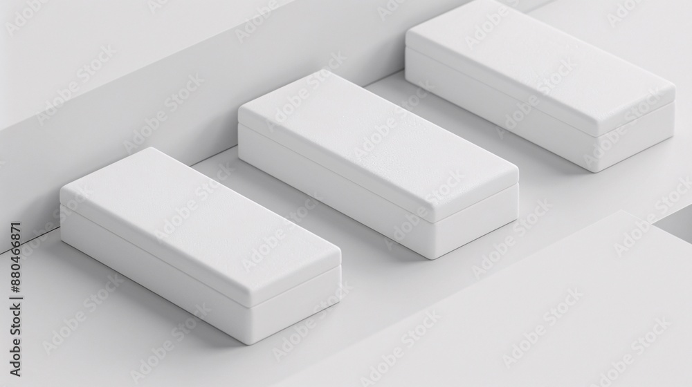 Detailed close-up of a three-dimensional product packaging mockup on a clean, white background Detailed close-up of a three-dimensional product packaging mockup on a clean, white background