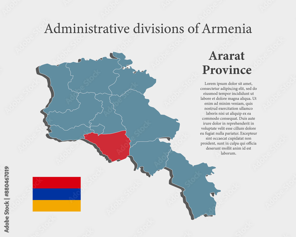 Obraz premium Vector map Armenia, province Ararat