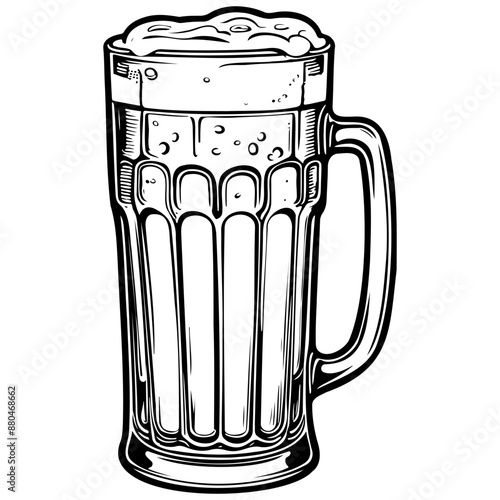 beer mug drawing, black line vector, isolated line