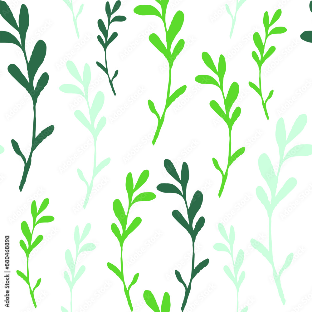 Fototapeta premium Abstract Hand Drawing Leaves Branches Sketch Seamless Vector Pattern Isolated Background