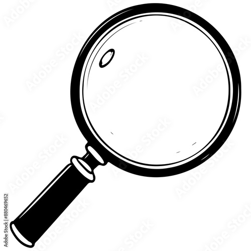 cartoon magnifying glass of hand drawn line illustration, transparent background