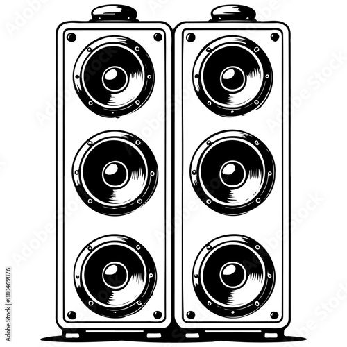 cartoon speakers of hand drawn line illustration, transparent background