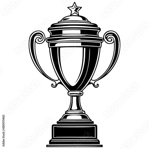 Drawing trophy hand drawn line illustration, transpiderarent background
