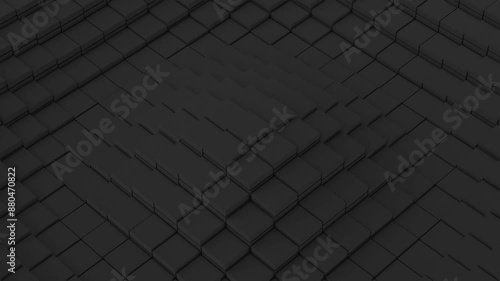 Black cubes wave motion, corporate abstract background, mosaic pattern, seamless looped animation. Concept tech, business, big data. 3D render