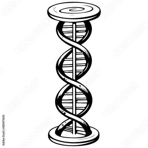 Realistic cartoon dna hand drawn line illustration, transparent background