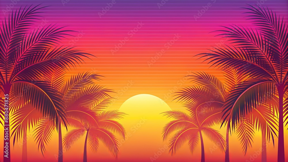 Naklejka premium Vibrant pastel orange pink gradient backdrops evoke retro neon summer vibes, perfect for conceptual design of flyers, posters, music, and cards.
