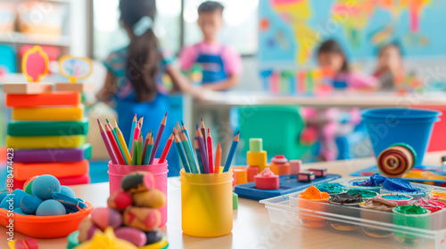 Colorful Classroom Ready for Back to School with Art Supplies