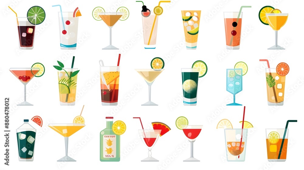 Assorted Cocktail Illustrations Set Assorted Cocktail Illustrations Set