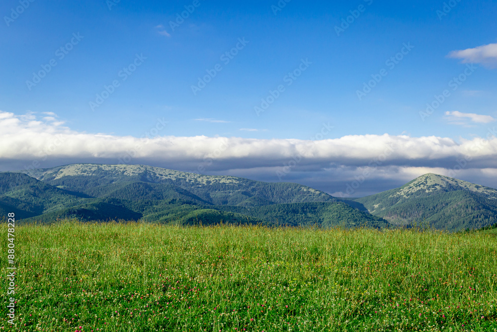 Fototapeta premium Beautiful landscape in the mountains, sky with clouds.