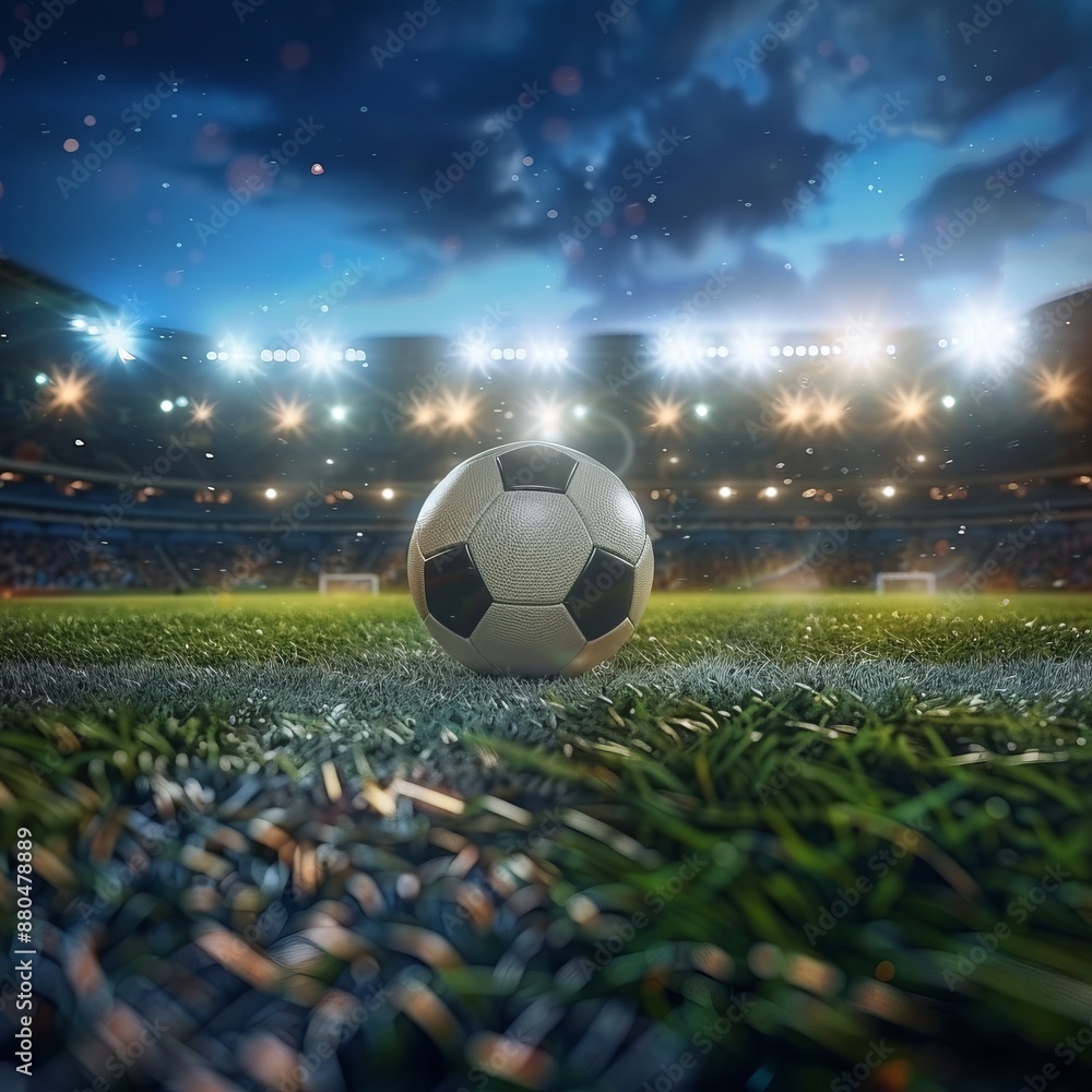 Fototapeta premium Soccer Ball on Lush Green Field