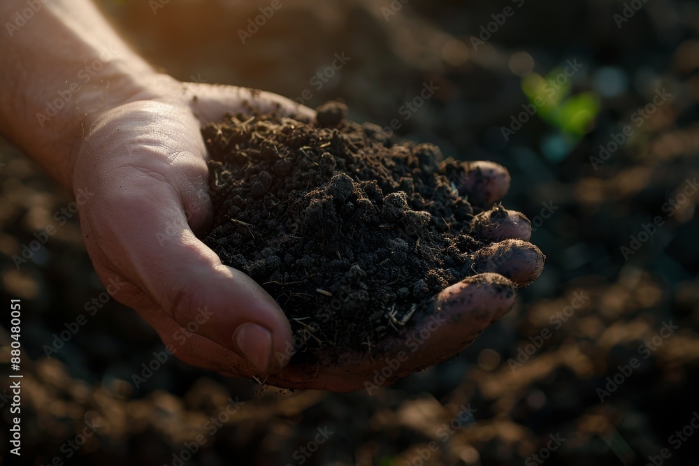 Hand of a farmer inspecting the soil health before sprouting a vegetable or plant seedling. Gardening technical, agriculture concept. Hand of a farmer inspecting the soil health before sprouting a vegetable or plant seedling. Gardening technical, agriculture concept.