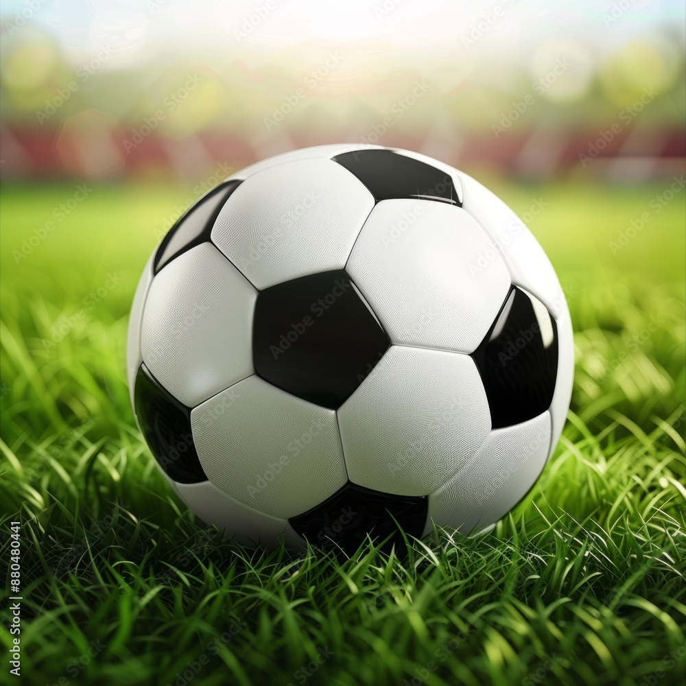 Fototapeta premium Soccer Ball on Lush Green Field