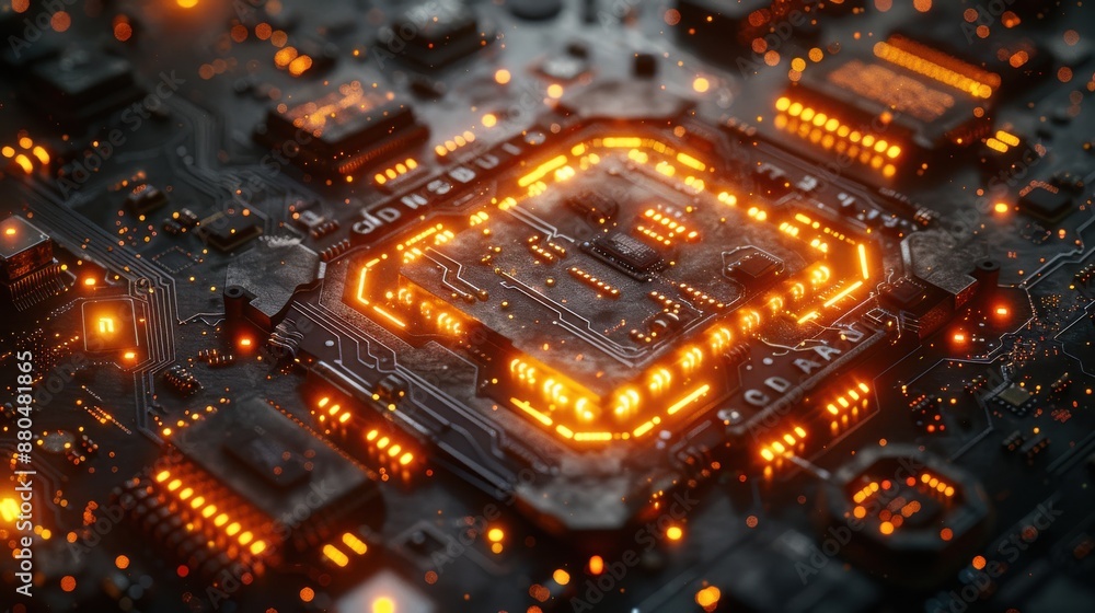 Quantum computer, complex circuits, glowing elements, futuristic design, high-speed processing Quantum computer, complex circuits, glowing elements, futuristic design, high-speed processing