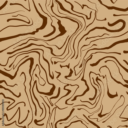 Abstract Hand Drawing Liquid Wavy Zebra Tiger Animal Skin Seamless Vector Pattern Isolated Background	