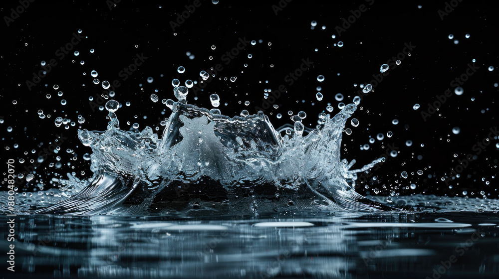 High-Speed Water Splash Freeze Frame on Studio Backdrop