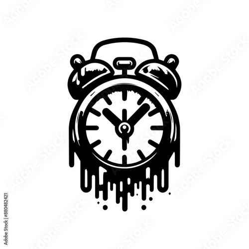 Spray Paint Graffiti alarm clock Sprayed isolated on white background.