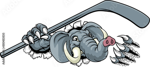 Canvas Print Elephant Ice Hockey Player Animal Sports Mascot