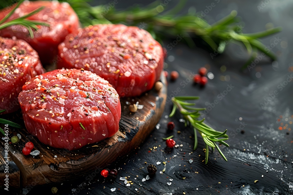 Freshly Seasoned Beef Steaks with Herbs and Spices Freshly Seasoned Beef Steaks with Herbs and Spices