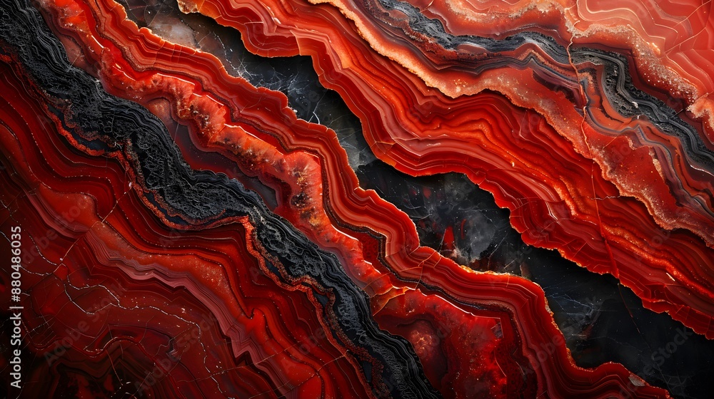 Obraz premium Stunning Close-Up of Red Agate Stone with Intricate Patterns