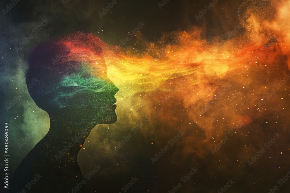 the aura of the body. multicolor body on black background the aura of the body. multicolor body on black background