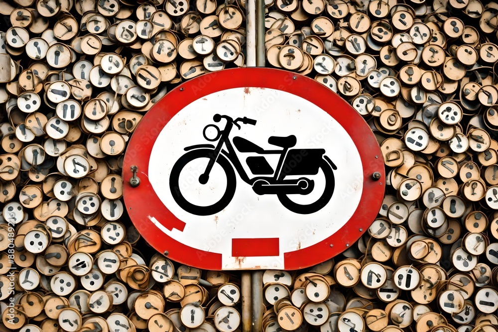 7Panneau routier francais Acces interdit aux vehicules a moteur sauf cyclomoteurs 7Panneau routier francais Acces interdit aux vehicules a moteur sauf cyclomoteurs