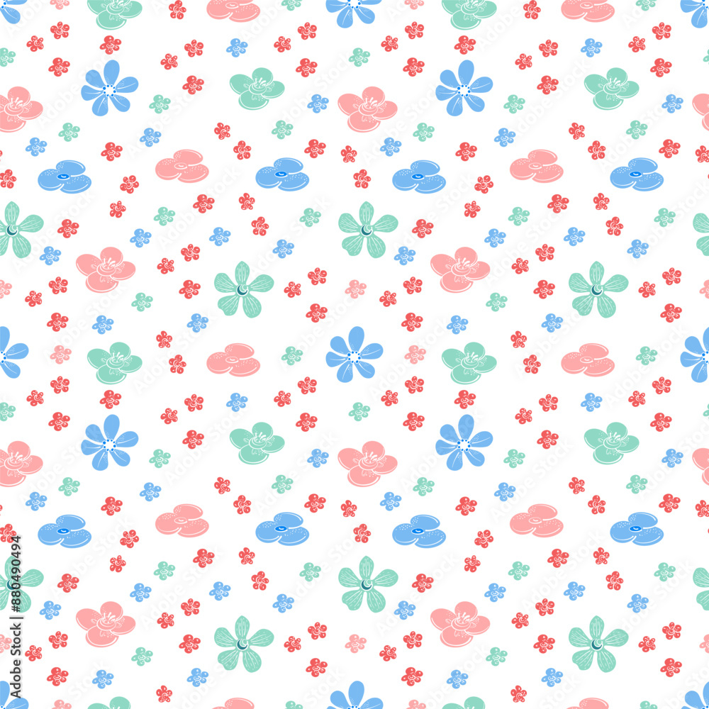 Garden flower, plants ,botanical ,seamless pattern vector design for fashion, fabric, wallpaper and all prints on green mint background color. Cute pattern in small flower. Small colorful flowers. Garden flower, plants ,botanical ,seamless pattern vector design for fashion, fabric, wallpaper and all prints on green mint background color. Cute pattern in small flower. Small colorful flowers.