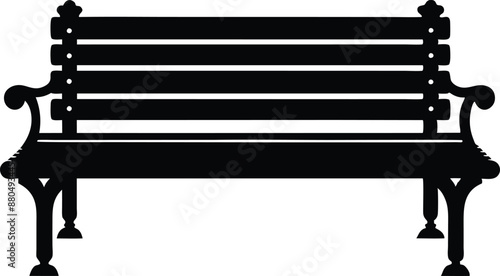 Park Bench Icon Silhouette Illustration, Garden Bench Silhouette Vector, Bench park icon
