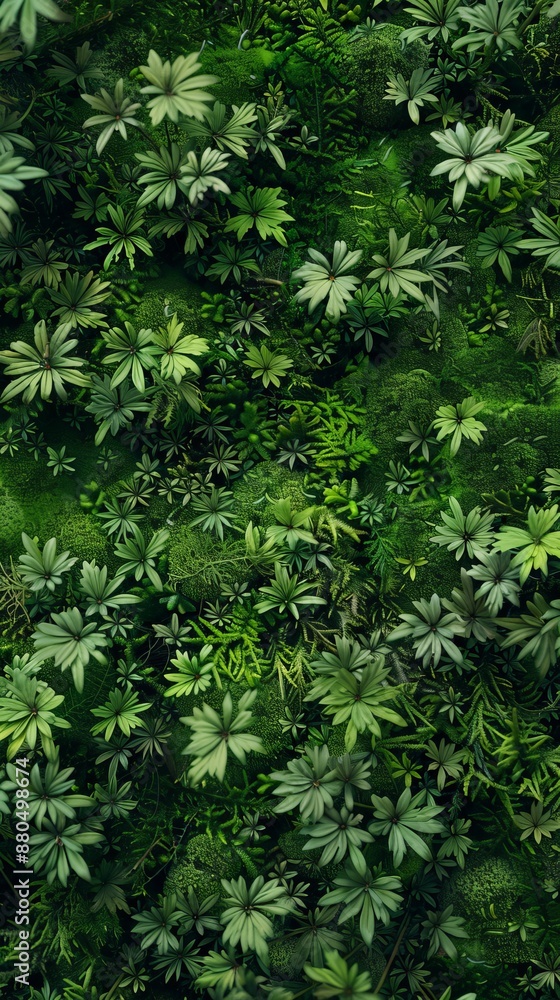 Green Mossy Forest Floor Texture Background, 4K hyperrealistic photo