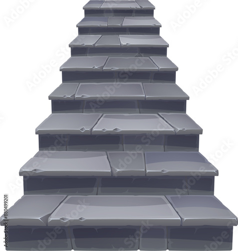 Stone stairs or staircase and stairway with steps, cartoon vector ladder for game. Concrete stone stairs up and down, castle or old house path with staircase for cartoon building entrance stairway