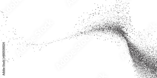 Grain noise wave background with dust dots or grainy black sand, vector spray effect. Abstract wave with grain noise texture of ink airbrush splatter splash