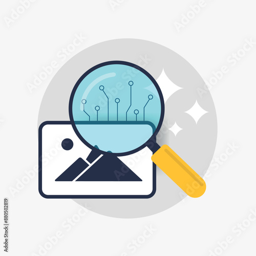AI Content Detector concept. Detect Artificial Intelligent Content Isolated on white background vector icon illustration