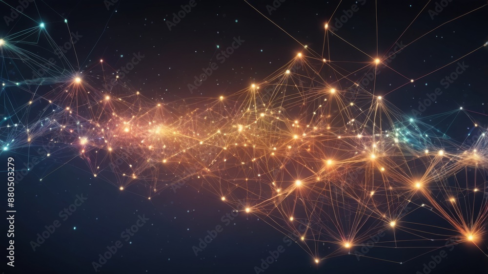 Abstract Network of Connections with Glowing Nodes. Abstract Network of Connections with Glowing Nodes.