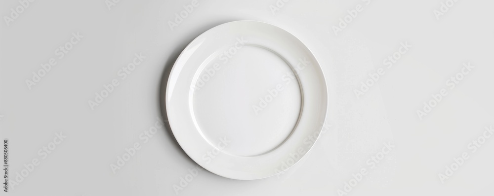 Isolated white plate on white background mockup, 4K hyperrealistic photo Isolated white plate on white background mockup, 4K hyperrealistic photo