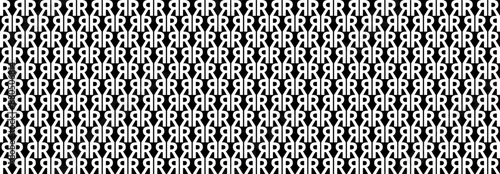 Pattern letter R, Abstract Geometric, Illustration, vector, alternating overlapping, orderly arrangement background, black and white, banner, website. 