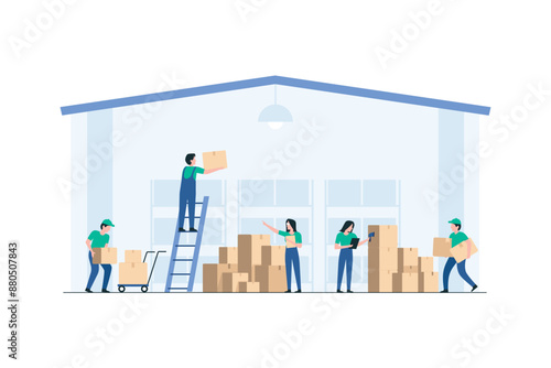 Warehouse Team Member Arranging Inventory.