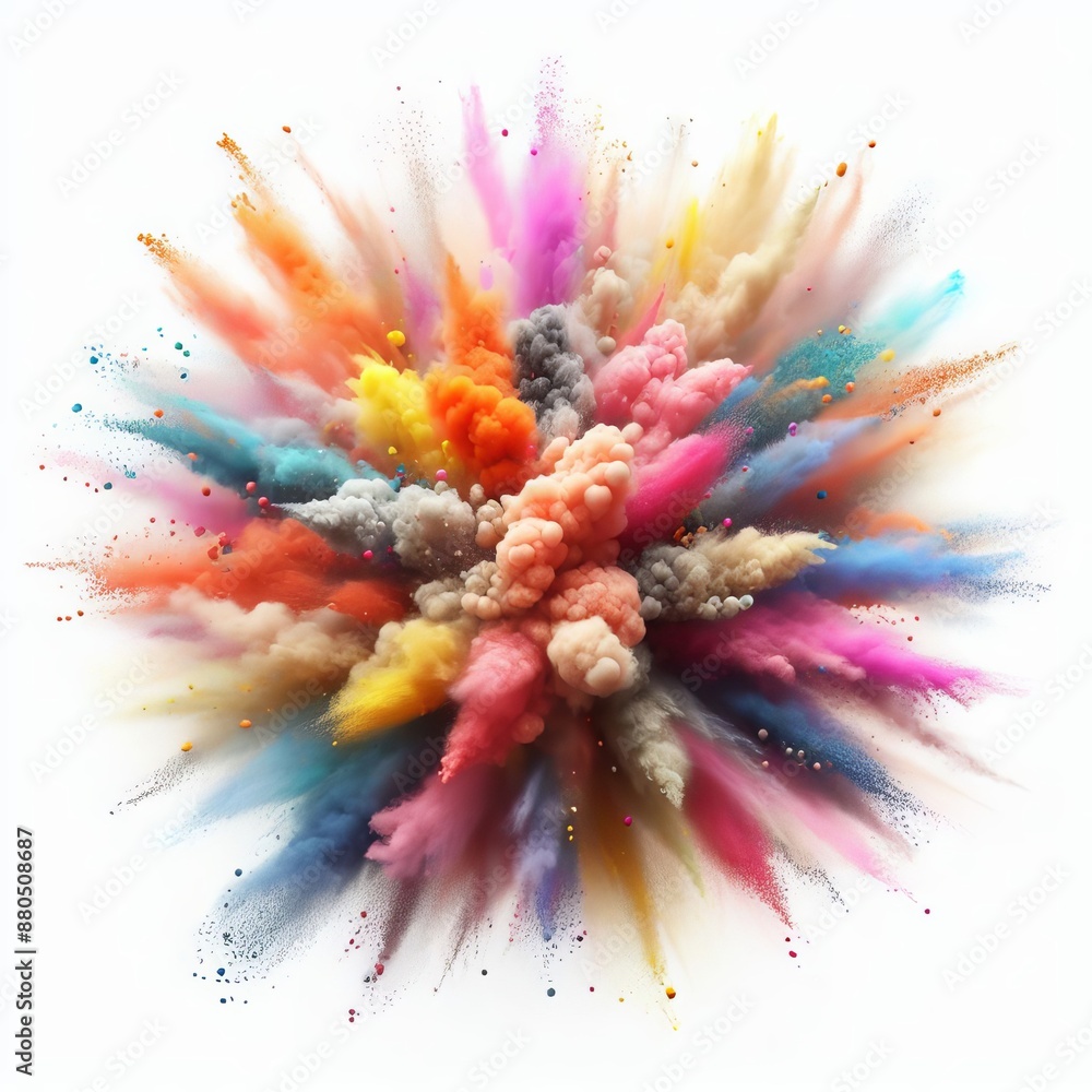 Explosion of coloured powder isolated on white background Explosion of coloured powder isolated on white background