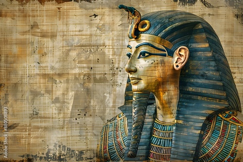 Wallpaper Mural Ancient Egyptian Pharaoh Bust with Traditional Headdress and Cobra Symbol Torontodigital.ca