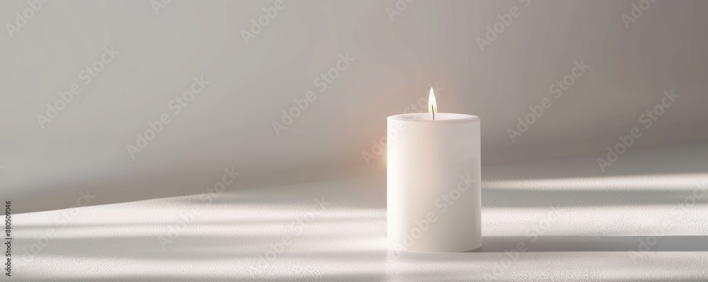 Isolated white candle on white background mockup, 4K hyperrealistic photo Isolated white candle on white background mockup, 4K hyperrealistic photo