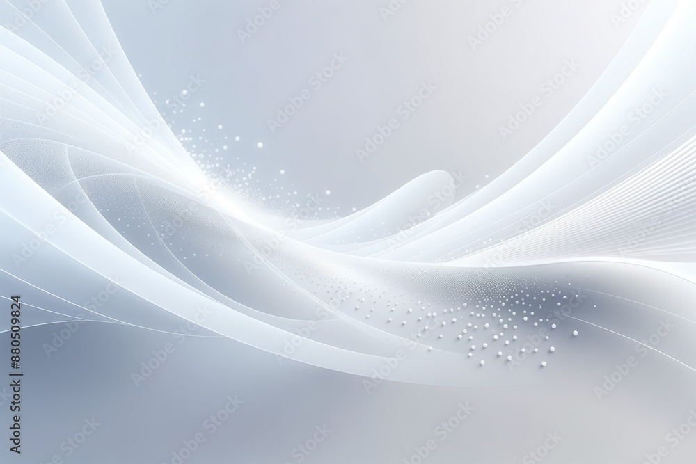 Naklejka premium Metallic silver tone grey curved lines with abstracted particles against a modern background
