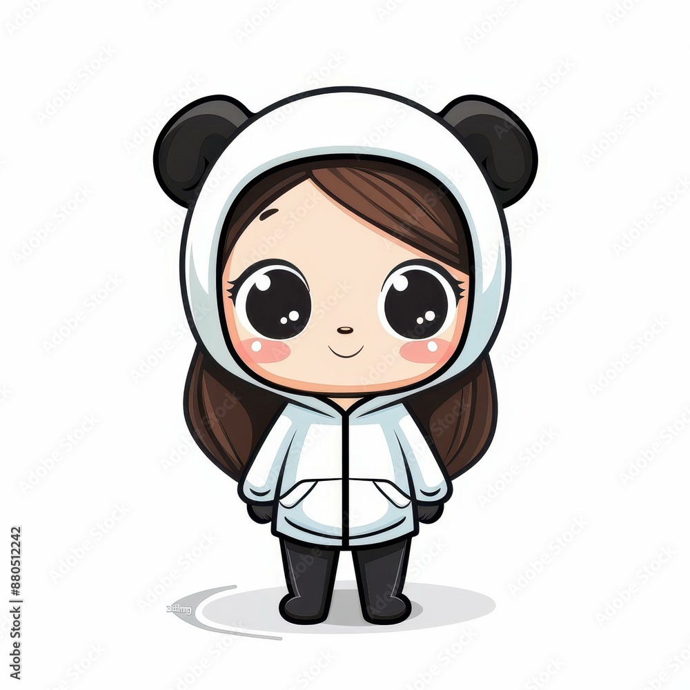 Adorable chibi girl wearing a cute panda costume illustration for designs and projects. Adorable chibi girl wearing a cute panda costume illustration for designs and projects.