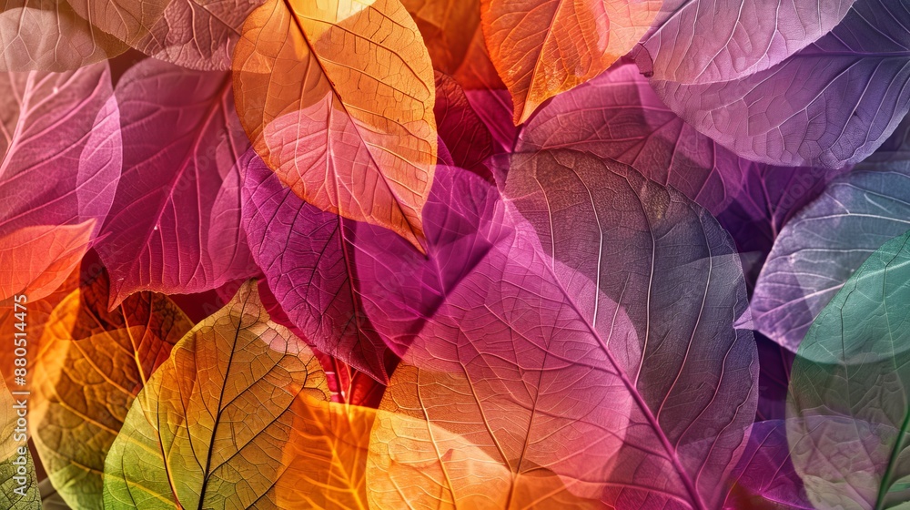 Transparent fall leaf texture overlay on autumn colored background Transparent fall leaf texture overlay on autumn colored background