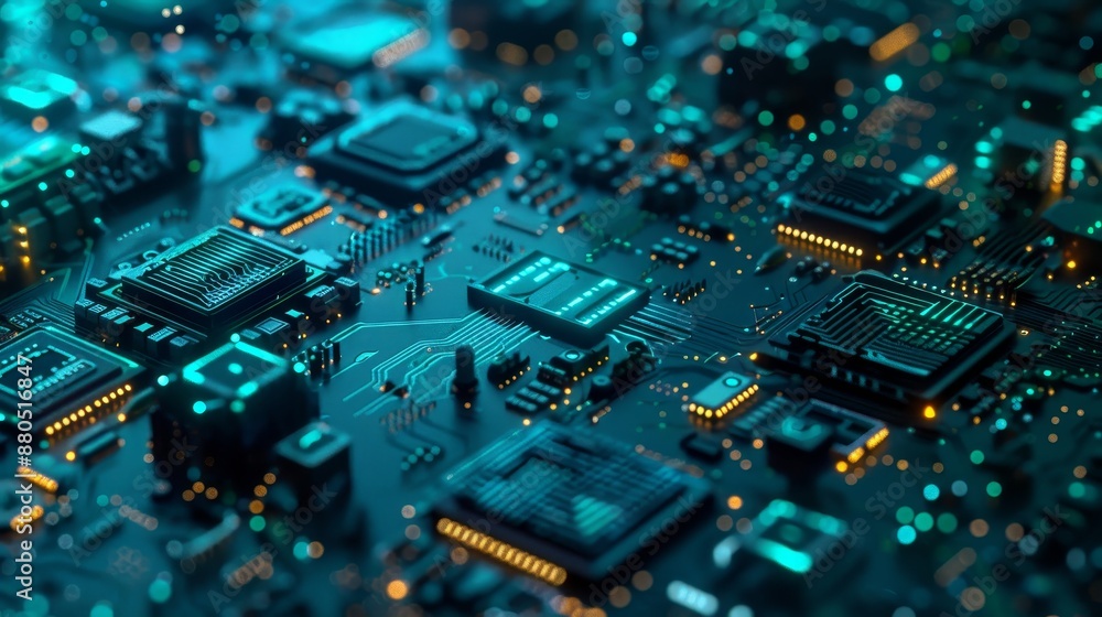 Blue and green background of a high-tech electronic PCB (Printed Circuit Board). Blue and green background of a high-tech electronic PCB (Printed Circuit Board).