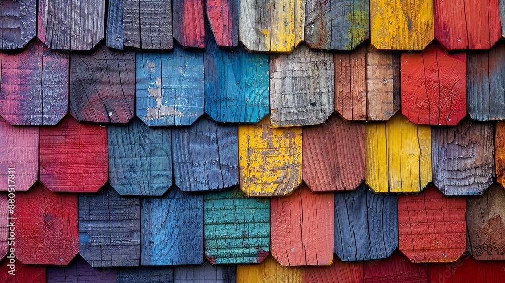 Wood veneer mosaic tiles scales on an abstract wood texture background Wood veneer mosaic tiles scales on an abstract wood texture background